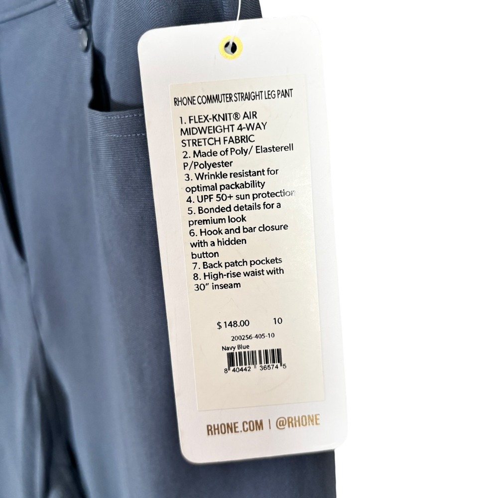 NEW Rhone Commuter Pants Straight Leg High Rise Womens 10 Navy Blue Stretch $148 - Picture 4 of 8